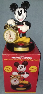 Disney Mickey Mouse TIME TO GET UP SLEEPY HEAD Animated Talking Alarm Clock *NEW