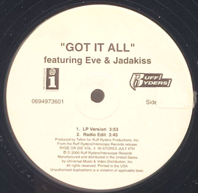EVE & JADAKISS - GOT IT ALL - RAP HIP HOP SINGLE RECORD PROMO 2000