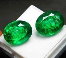 Certified 18.30 Ct Natural Beautiful Colombian Green Emerald Loose Gemstone pair