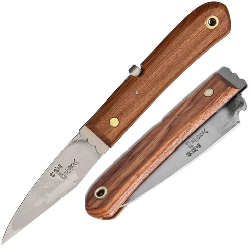 Mikihisa Single Bevel Right Hand Folding Knife 4" Blue Paper Steel Blade Wood