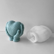 Holding Heart Candle Mold Silicone Concrete Gypsum Reusable Home Decor Mould DIY
