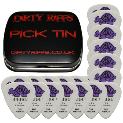 24 x Dunlop Tortex Keilabsatz Gitarrenplektren/Plektren - 1,14 mm lila in einer Plektrinne