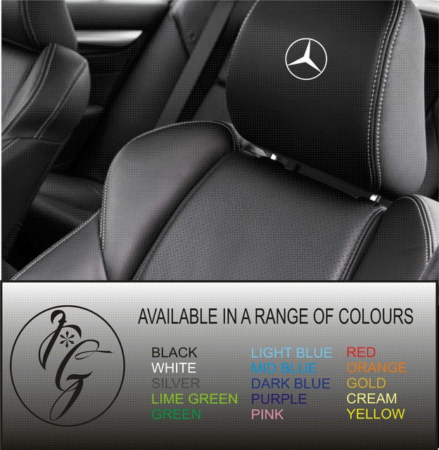 5 MERCEDES Car Seat Head Rest Decal Sticker Vinyl Graphic Logo Badge