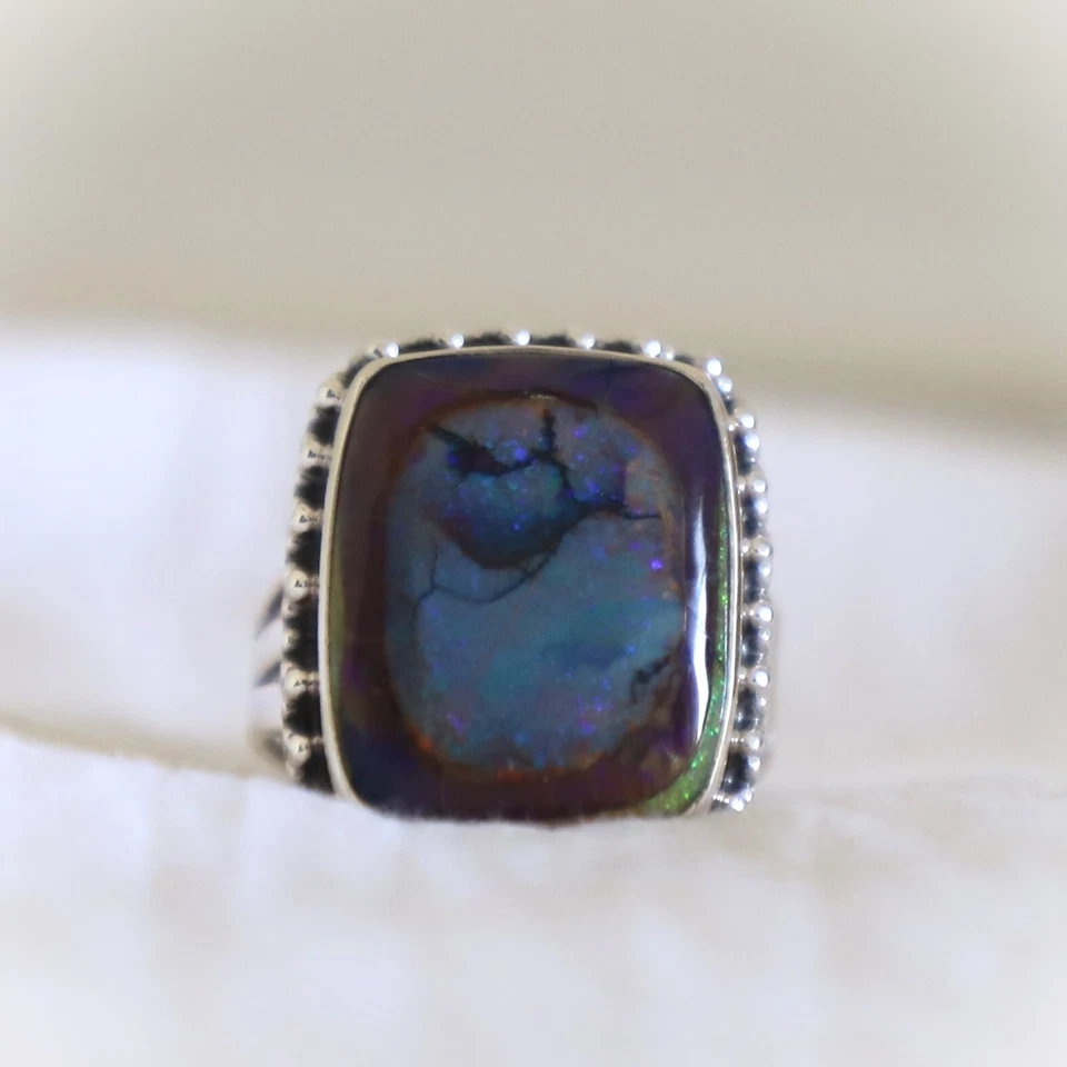 MONARCH OPAL GEMSTONE 925 SOLID STERLING SILVER HANDMADE JEWELRY RING 3 TO 12 - Image 4 of 4