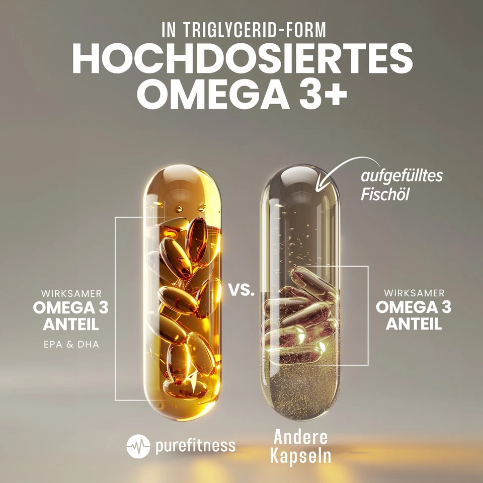 Omega 3  Plus 2000mg 1000mg EPA & 500mg DHA à Tagesdosis 120 Kapseln - Bild 3 von 4