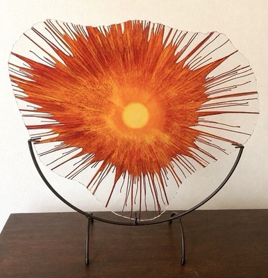 SIGNED Dennis DeBon (1954-2024) EnergyWeb Orange Yellow Art Glass