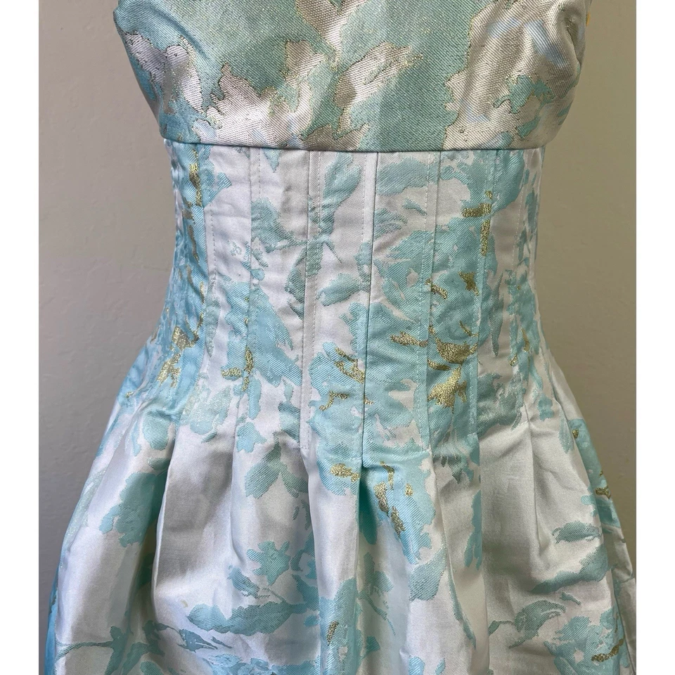 Vestido midi floral línea A corsé marfil/azul para mujer talla 4 de ASOS Foto 3 de 4