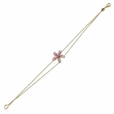 Ponte Vecchio 18K Pink Gold Flower Bracelet Sapphire Diamond Gradation 750 Japan