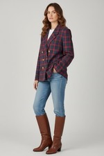 Vtg Double Breasted Blazer Wool Jacket 90s Red Tartan Plaid Preppy Large FLAW