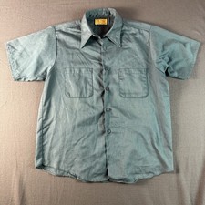 VINTAGE Big Yank Shirt Men Large Green 70s Button Up Union Workwear
