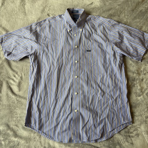 Façonnable, Vintage Faconnable Men’s Button-Up Shirt Purple Striped M Cotton Made In USA