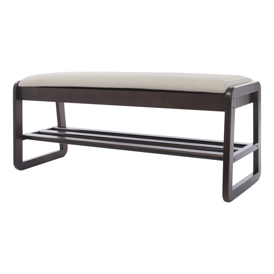 Entryway Shoe Bench Boots Rack W/ Cushion & Storage Space Shoes Stand ...