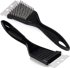 2 Pack Stainless Steel BBQ Grill Brush and Scraper Set for Outdoor Grill