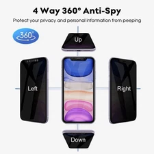 4 WAY 360 DEGREE Privacy Screen Protector Tempered Glass for iPhone 14/15/16