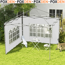 Gazebo Curtains Set 2-Piece Side Panels Weather-Resistant with Windows White