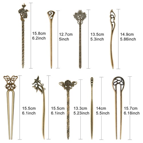TUPARKA 18 PCS Hair Sticks Vintage Pins Chinese Women bronze - Picture 2 of 6