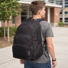 Mens Large Black Backpack & Rucksack Bag - TRAVEL HIKING WORK SPORT BAGS