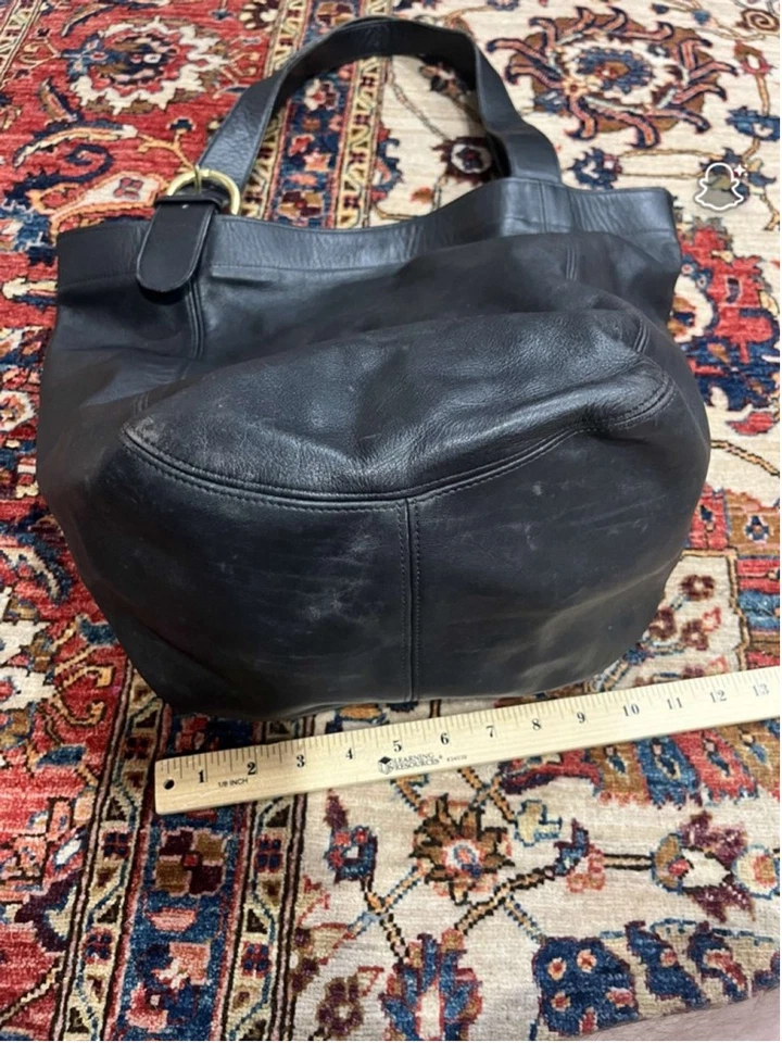 Vintage Coach 4082 Black Leather Tote Shoulder Bag Brass Buckle USA Made Read - Image 3 of 4