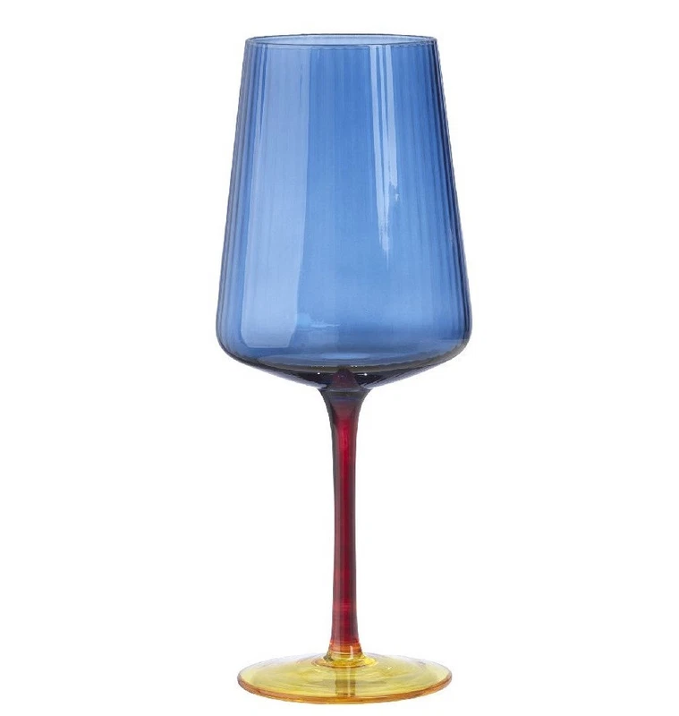 Calici Vino Colorati Giallo Rosso Blu Set 6 Bicchieri Servizio per 6 Persone, fotografia 5 di 9