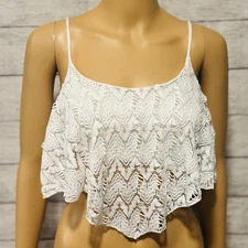 Charlotte Russe white lace ruffled crop top Size S Y2K FairyCore