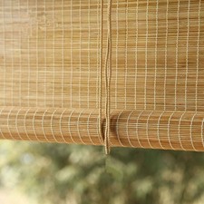Modern Bamboo Roller Blind Window Dressing Hanging Sunshade Natural Brown 6 Size