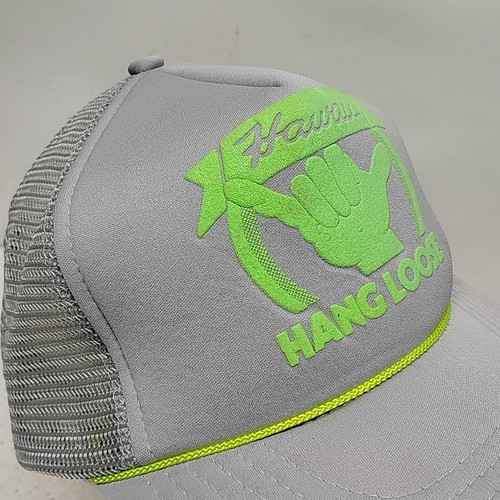 (2) Vintage hängende lose Hawaii Seil Trucker grün Snapback Mütze Kappe USA grau/weiß - Bild 16 von 24