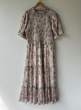 Ivy City Co Cordelia Dress Multi Floral Smocked Puff Sleeve Midi Women’s Size XL