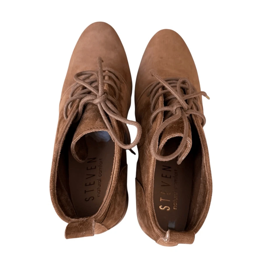 Bota de gamuza marrón Steven Natural Comfort con cordones cuña de goma talla 8 Foto 4 de 4