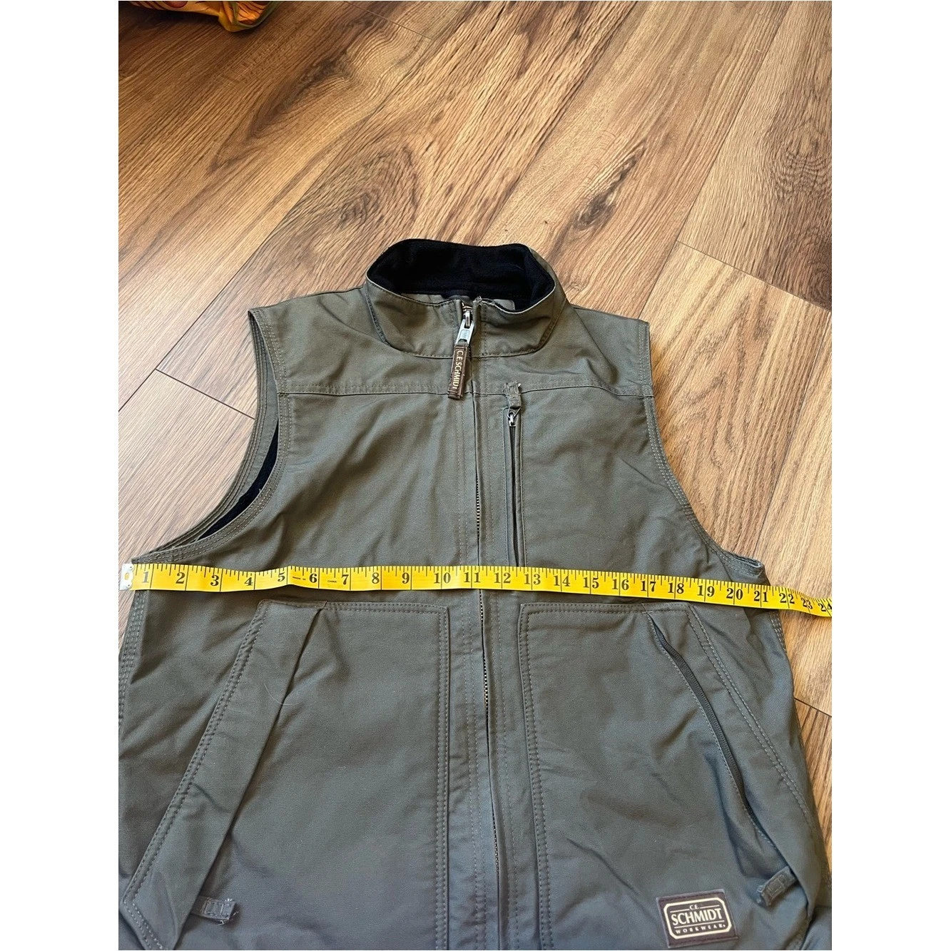 C.E. Schmidt Workwear Canvas Vest Mens Medium Olive Green Fleece Lined Gorpcore image 5