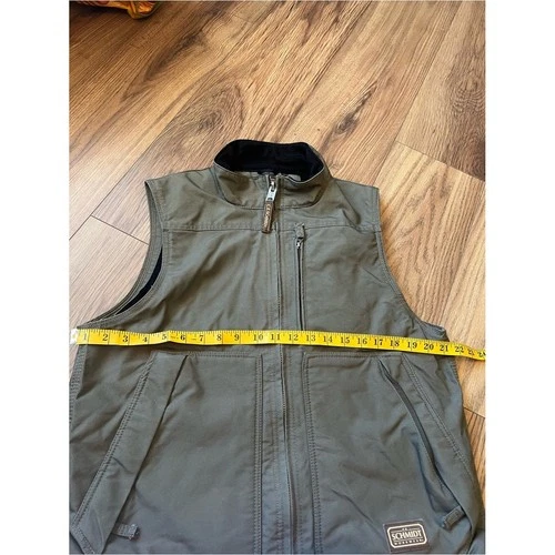 C.E. Schmidt Workwear Canvas Vest Mens Medium Olive Green Fleece Lined Gorpcore image 5