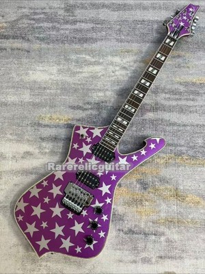 New Purple 6 String Electric Guitar Silver Star Electric Guitar HH Pickups