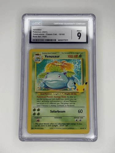 2021 Pokémon Celebrations Venusaur Classic Collection –Base Set Holo –CGC 9 Mint