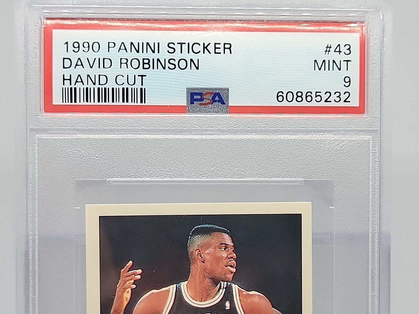 1990 NBA PANINI STICKER DAVID ROBINSON #43 HAND CUT PSA 9 MINT VINTAGE view 5