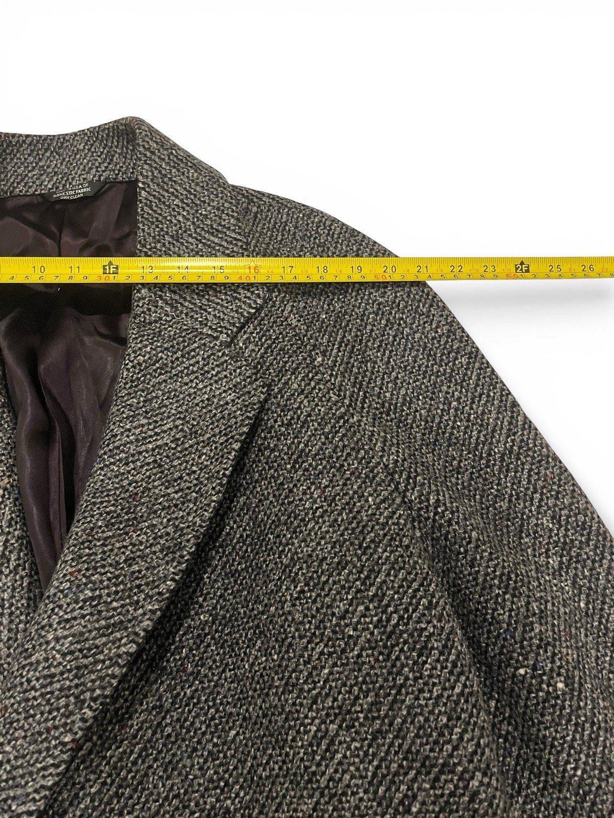 Gray Herringbone Double Breasted Long Overcoat Bu… - image 3