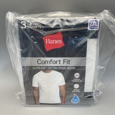 Hanes Men s 3 Pack Comfort Fit Tagless White T -Shirts Size 2XL 50-52" New