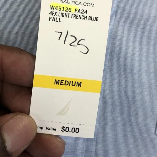 NEW Nautica Shirt Mens Medium Blue Long Sleeve Button Up Classic Fit Stretch image 6