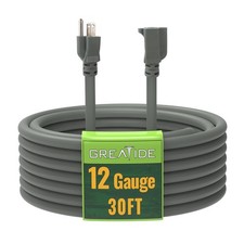 30 Ft Outdoor Extension Cord - 12/3 SJTW Heavy Duty Grey Extension Cable with...