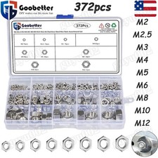 350pcs Hex Nuts Assortment Kit Metric M2 M2.5 M3 M4 M5 M6 - M12 Stainless Steel