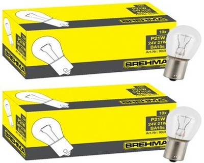20x BREHMA P21W 24V 21W Kugellampe BA15s LKW Bus Bremslicht Rücklicht Glühbirne