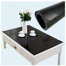 Black Opaque PVC Table Cover Protector 17x97 Inch 1.5mm for Kitchen Desktop