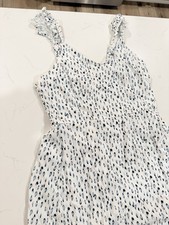 Women's Leopard Animal Print Maxi Dress V-Neck Sleeveless Smocked Lined L