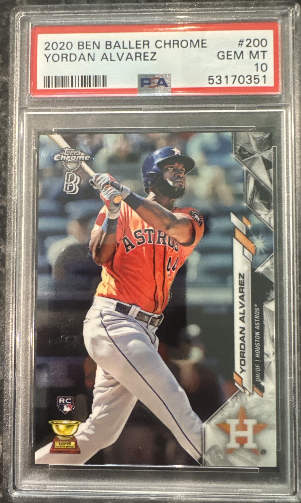 YORDAN ALVAREZ 2020 Topps Chrome BEN BALLER RC PSA 10 GEM MINT