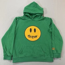 Drew Skate House Hoodie Green Smiley Face  Sweatshirt Adult M Justin Bieber