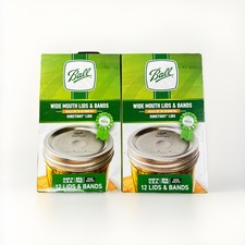 Lot of 2 Ball Wide Mouth Canning 12 Lids and Bands Sure Tight Bundle of 24 NEW