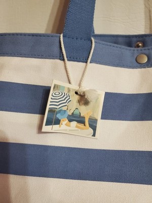 Dolce & Gabbana Women's Light Blue/white Striped Canvas Tote