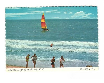 Sea-Borne off Myrtle Beach SC riding the Wind vintage postcard unposted