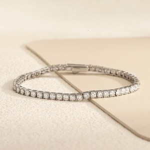 3mm-18cm Round Cut Moissanite Tennis Chain Bracelet 925 Sterling Silver-Used
