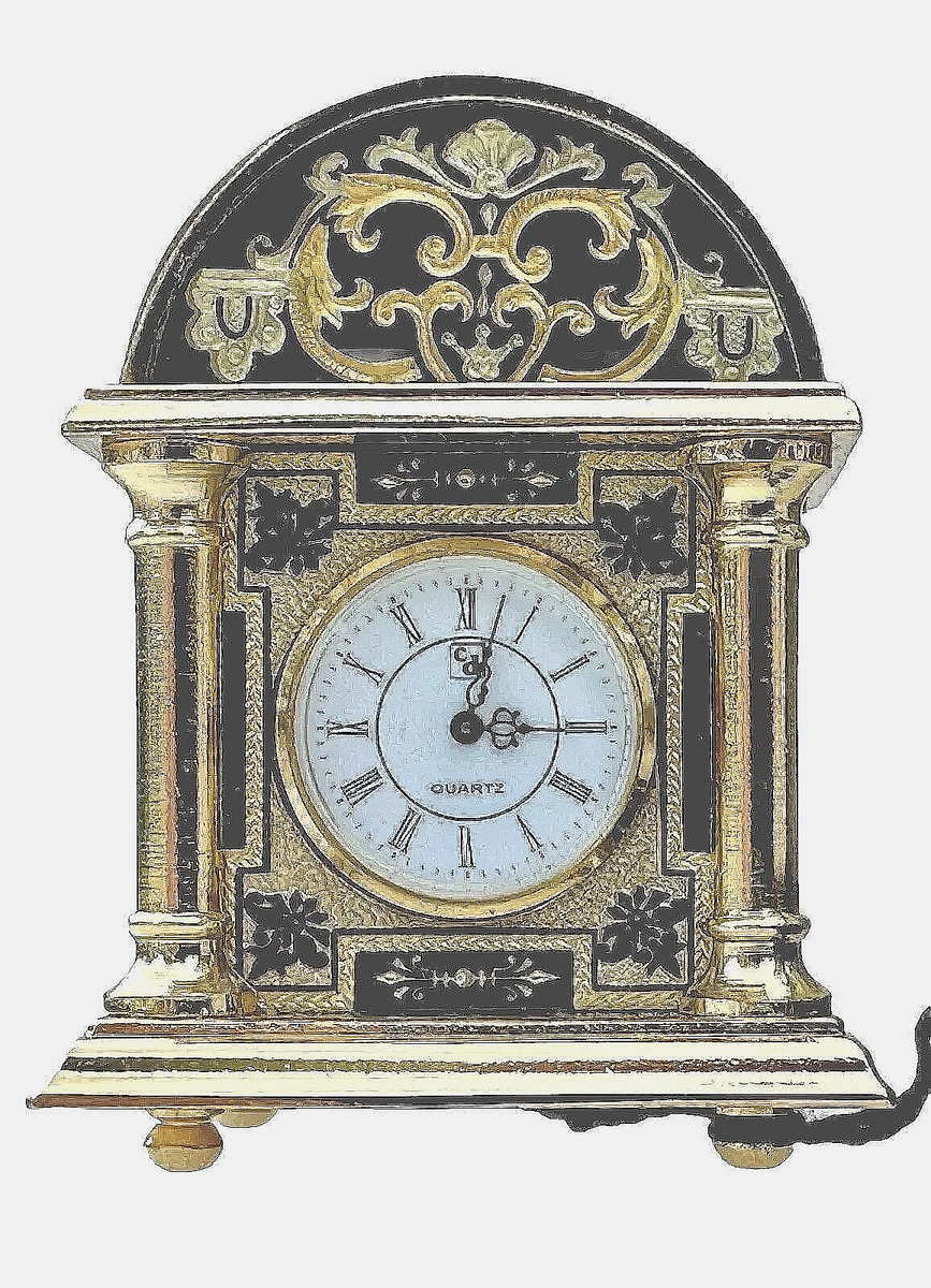 Miniature Mental Carriage Clock 24K Gold Trim Credan, S.A Toledo