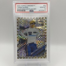 2021 TOPPS CHROME FORMULA 1 #52 PSA 10 LANDO NORRIS  Gold Checker Flag Ref. /50