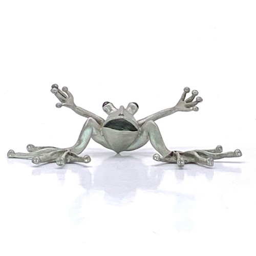 "Estatuilla pisapapeles vintage de rana abrazando peltre peltre firmado 5,25"" de ancho" - Imagen 3 de 10